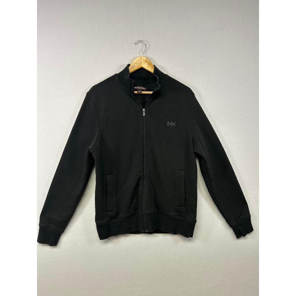 Streetwear Michael Kors Mens L Black Full‎ Zip Mock Neck Logo Sweatshirt Jacket